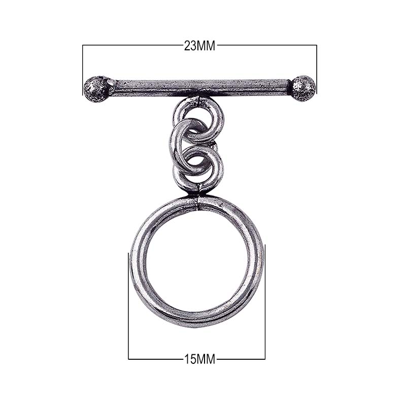 Silver Overlay round toggle clasp in bulk, handcrafted in India – durable bar and loop design for jewelry making supplies.