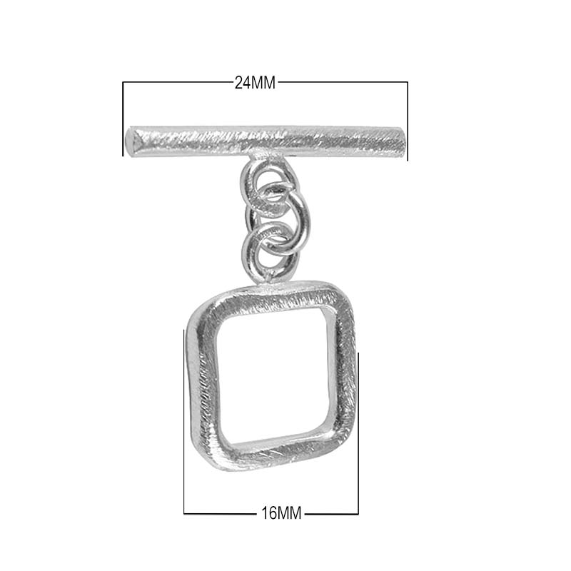 Silver Overlay square toggle clasp with polished finish and bar, bulk jewelry findings handcrafted in India.