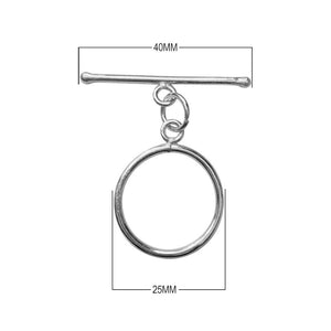 Silver Overlay simple toggle clasp with round ring and straight bar, handcrafted in India for wholesale jewelry findings.