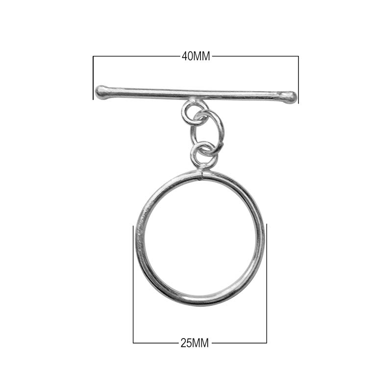 Silver Overlay simple toggle clasp with round ring and straight bar, handcrafted in India for wholesale jewelry findings.