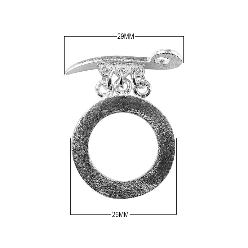 Silver Overlay round toggle clasp with brushed finish and multi-ring connectors, handcrafted jewelry finding for wholesale buyers, handcrafted in India.