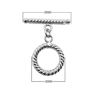 Silver Overlay twisted rope toggle clasp for wholesale jewelry making supplies, handcrafted in India