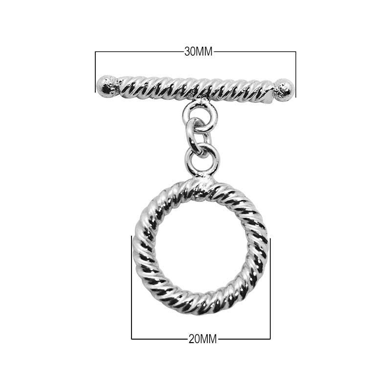 Silver Overlay twisted rope toggle clasp for wholesale jewelry making supplies, handcrafted in India