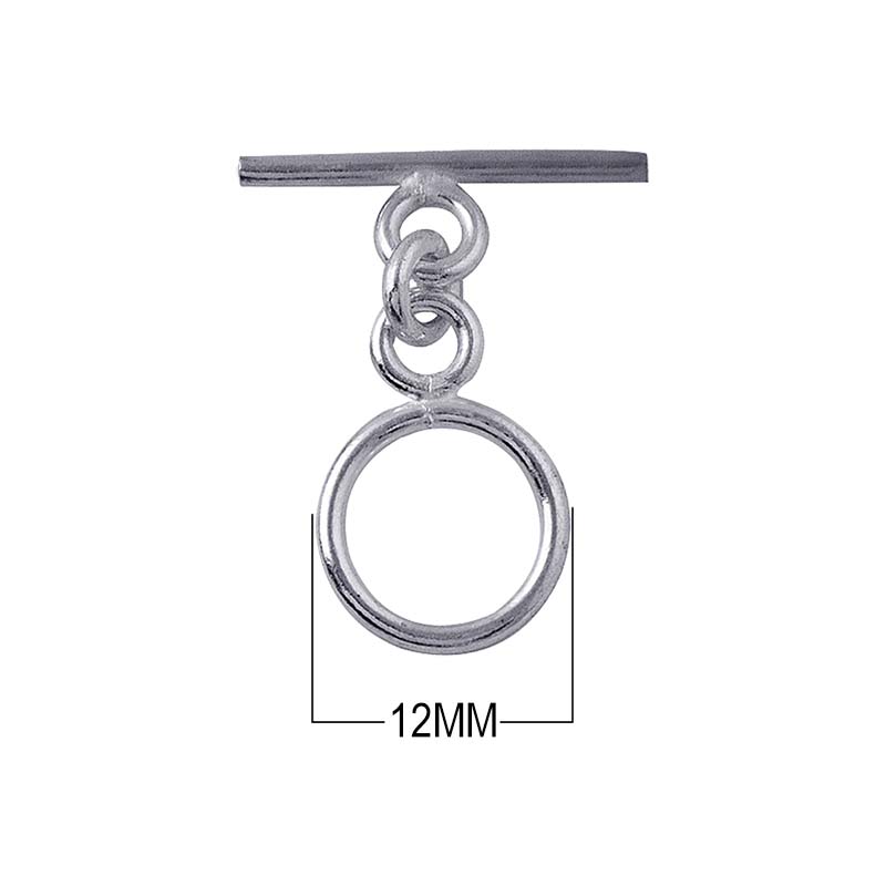 925 Sterling Silver toggle clasp with smooth round ring and straight bar, wholesale jewelry findings India