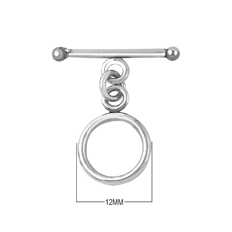 925 Sterling Silver toggle clasp with polished round ring and bar, wholesale jewelry findings India