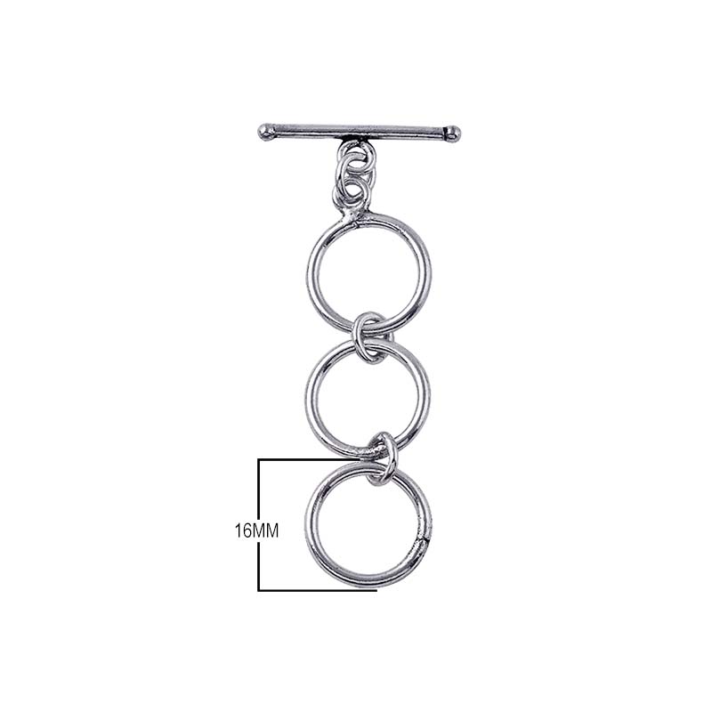 925 Sterling Silver multi-ring toggle clasp with polished finish, wholesale jewelry findings India