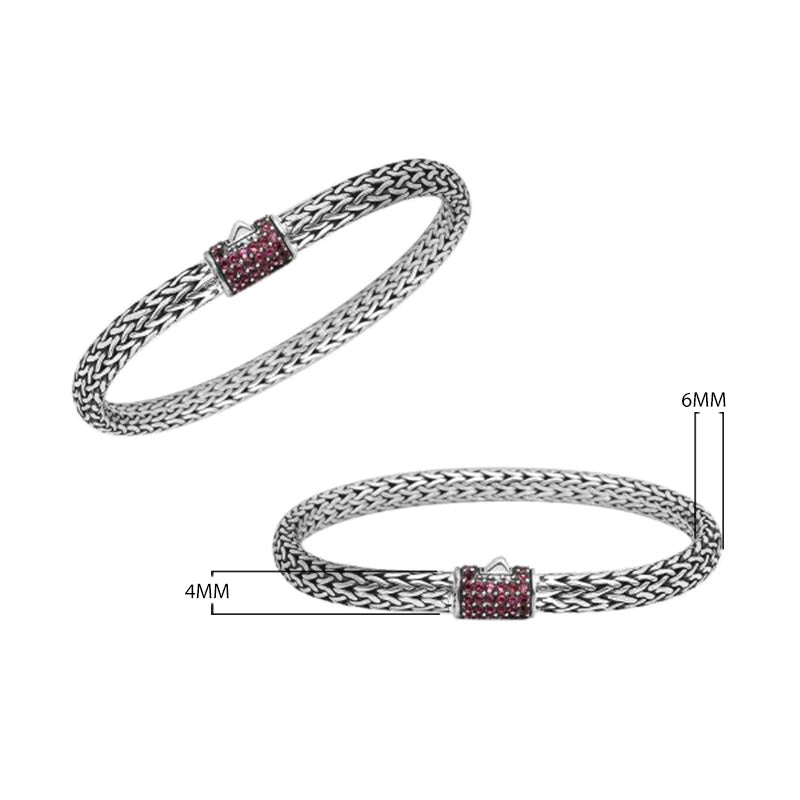 Sterling silver braided bracelet with Ruby Quartz barrel clasp for wholesale