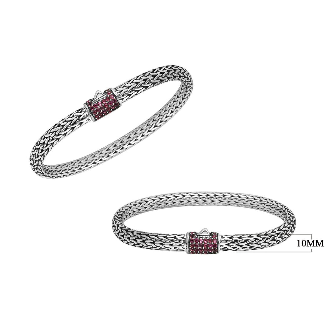AB-1122-RB-7" Sterling Silver Bracelet With Ruby Q. Jewelry Bali Designs Inc 