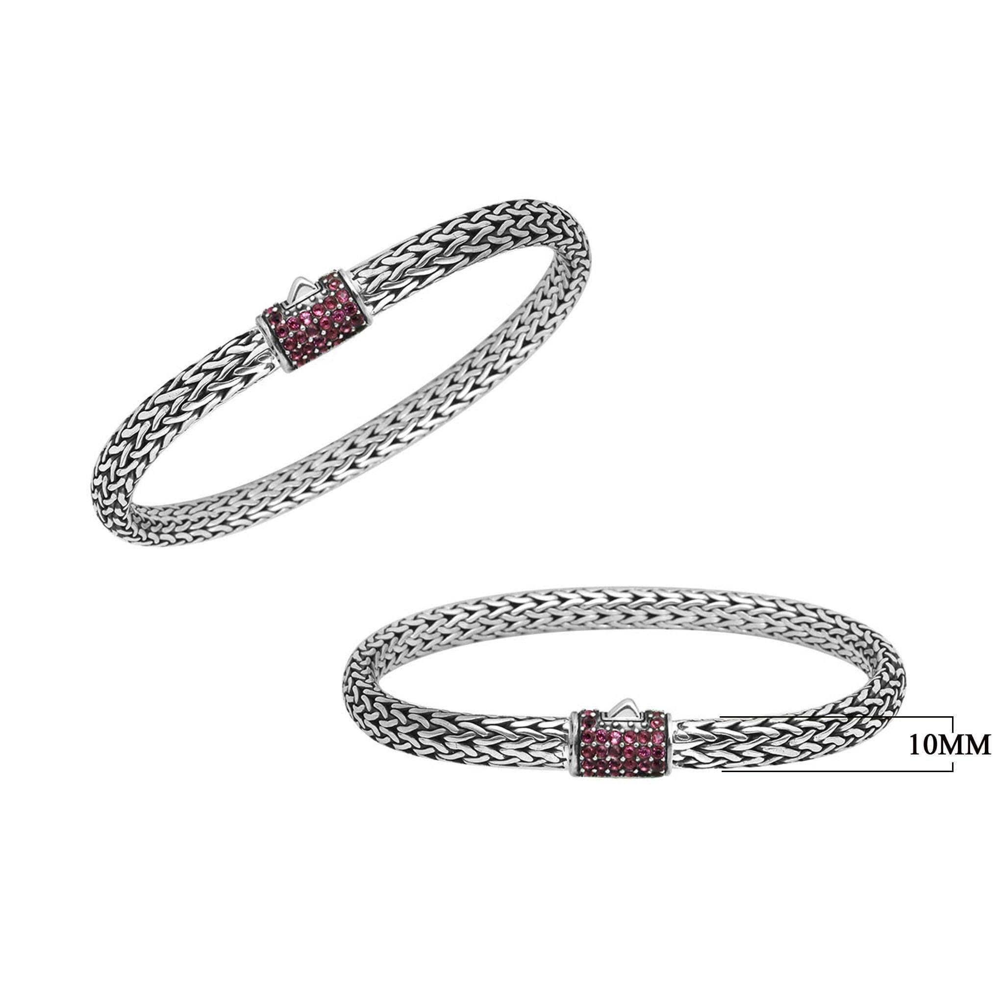Sterling silver braided bracelet with Ruby Quartz barrel clasp for wholesale
