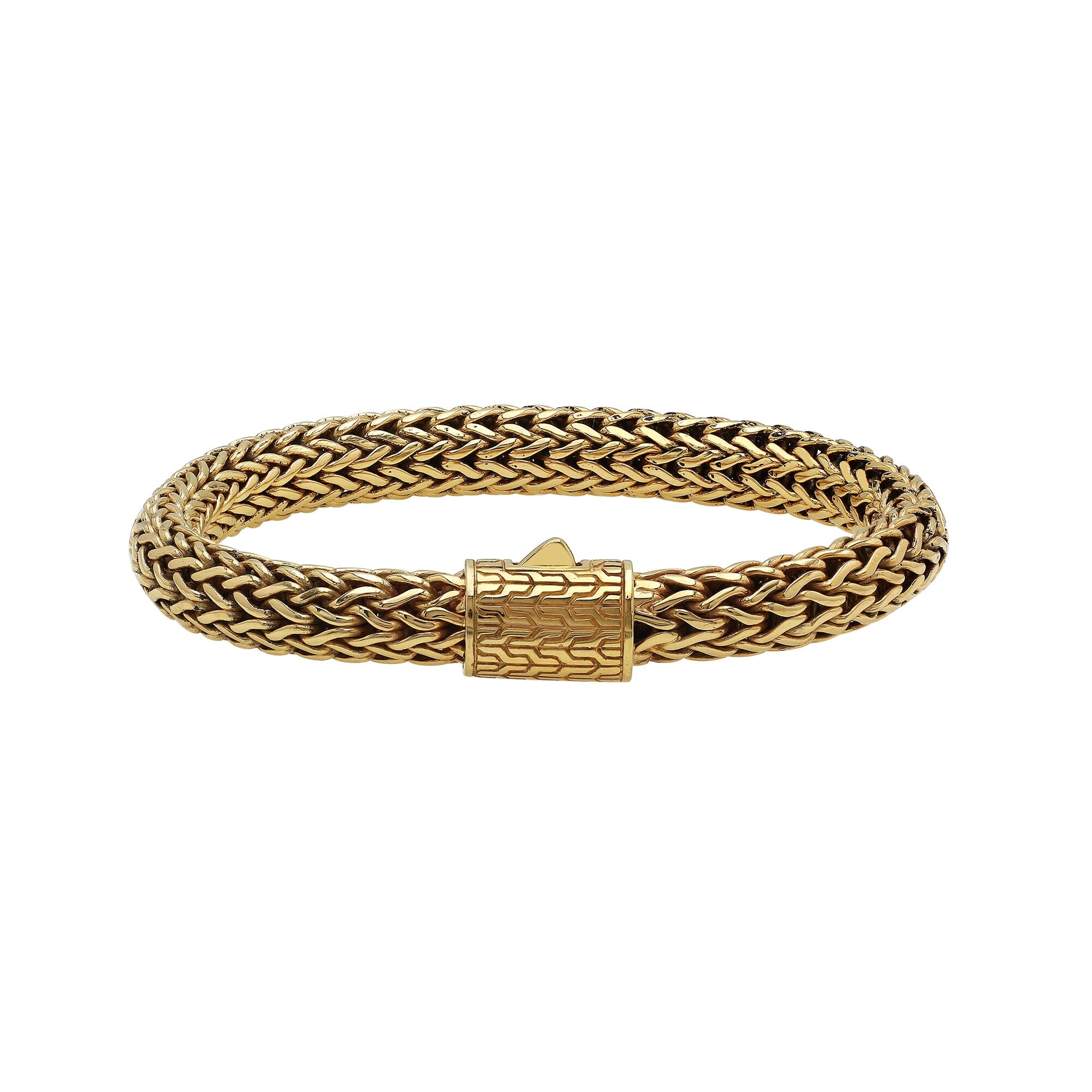 Sterling silver 18K gold plated woven bracelet with push clasp handcrafted in Bali.