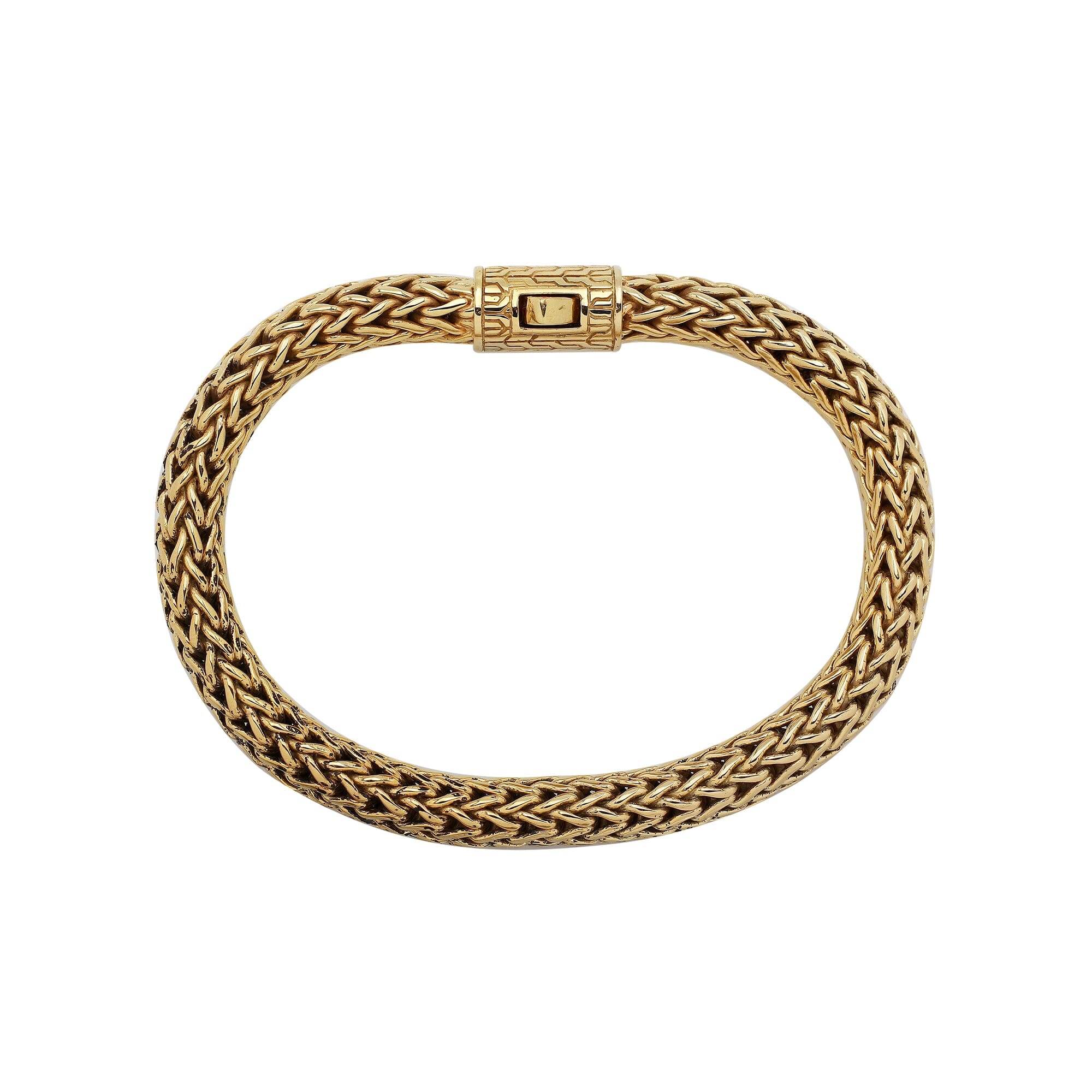 Sterling silver 18K gold plated woven bracelet with push clasp handcrafted in Bali.
