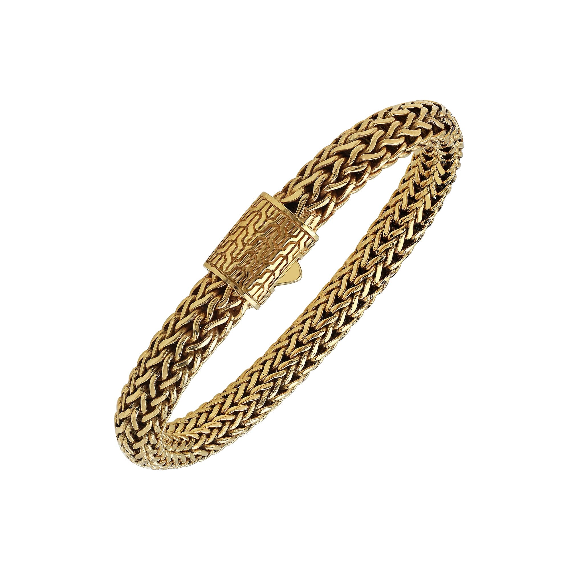 Sterling silver 18K gold plated woven bracelet with push clasp handcrafted in Bali.