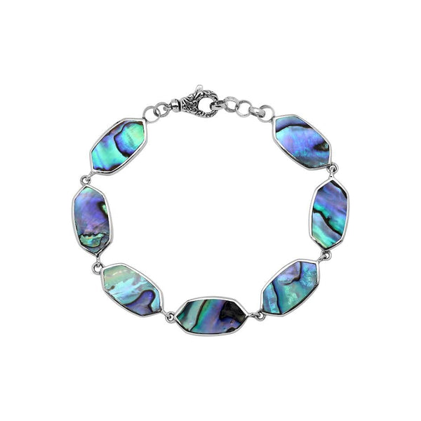 AB-1225-AB-7.5" Sterling Silver Bracelet With Abalone Shell Jewelry Bali Designs Inc 