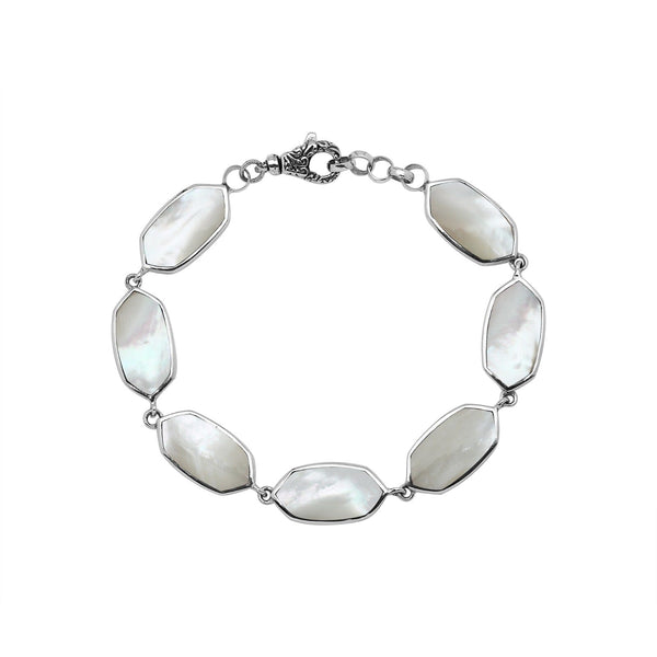 AB-1225-MOP-7.5" Sterling Silver Bracelet With Mother Of Pearl Jewelry Bali Designs Inc 
