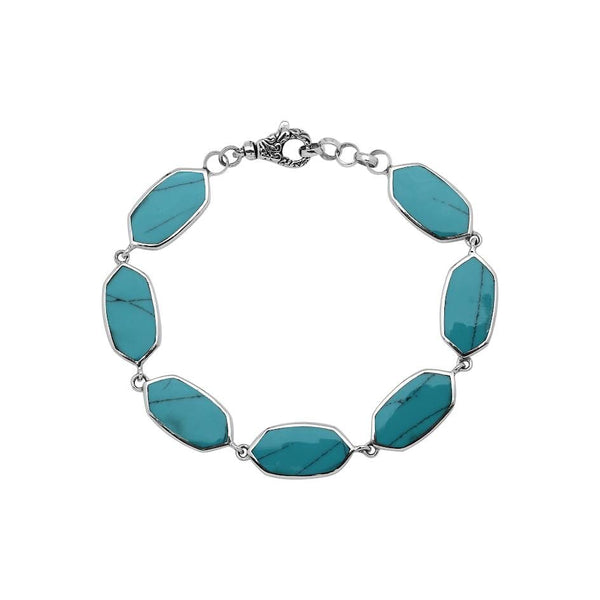 AB-1225-TQ-7.5" Sterling Silver Bracelet With Turquoise Shell Jewelry Bali Designs Inc 