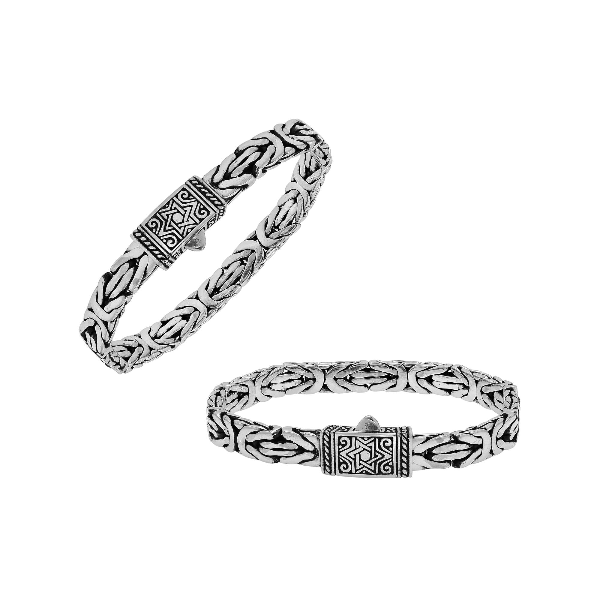 Silver Woven Chain Bracelet With Engraved Push Clasp In 925 Sterling Silver For Wholesale