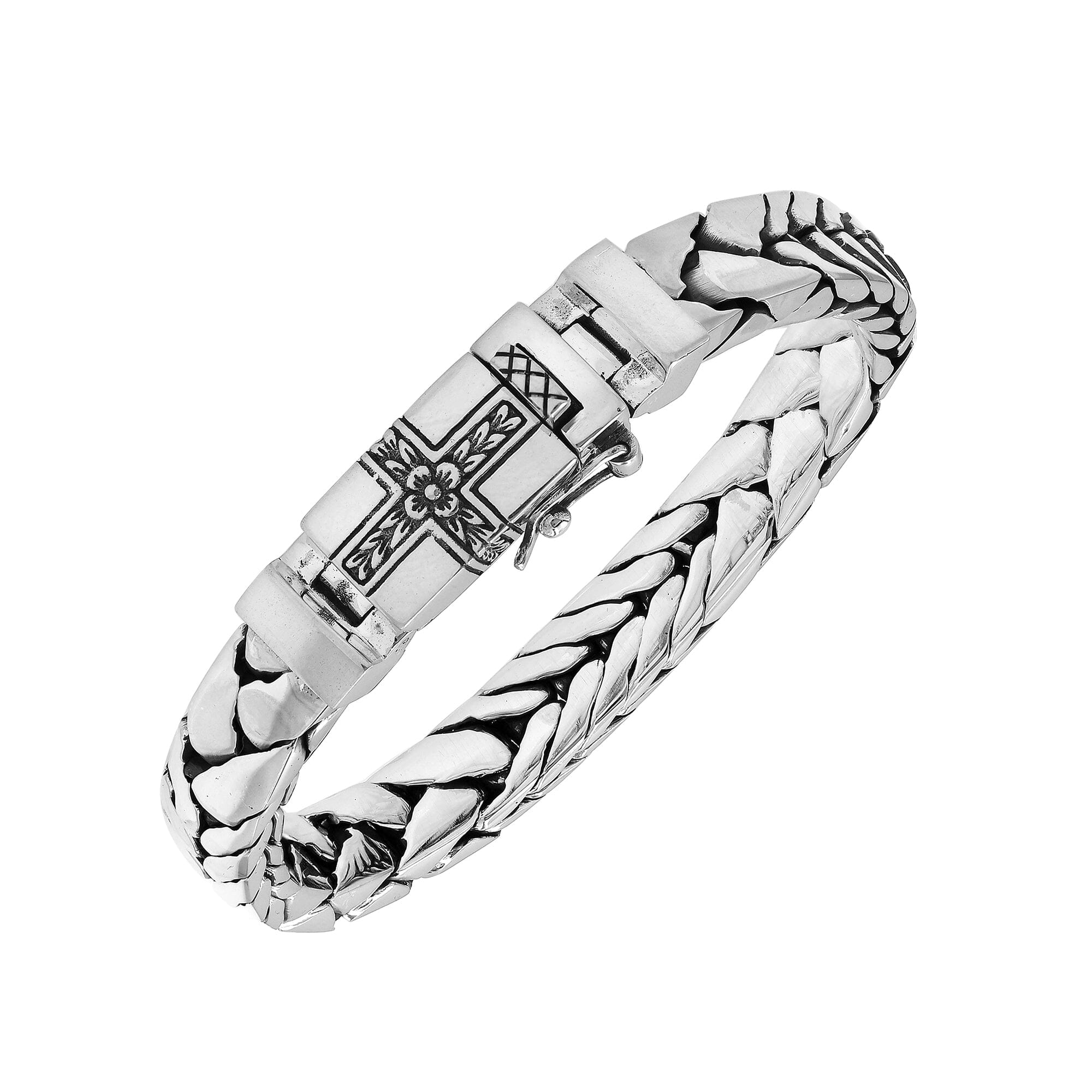 Silver Woven Chain Bracelet With Box Clasp And Safety Latch In 925 Sterling Silver For Wholesale