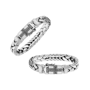 Silver Woven Chain Bracelet With Box Clasp And Safety Latch In 925 Sterling Silver For Wholesale