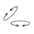 Silver Bangle With Amethyst Quartz In 925 Sterling Silver For Wholesale