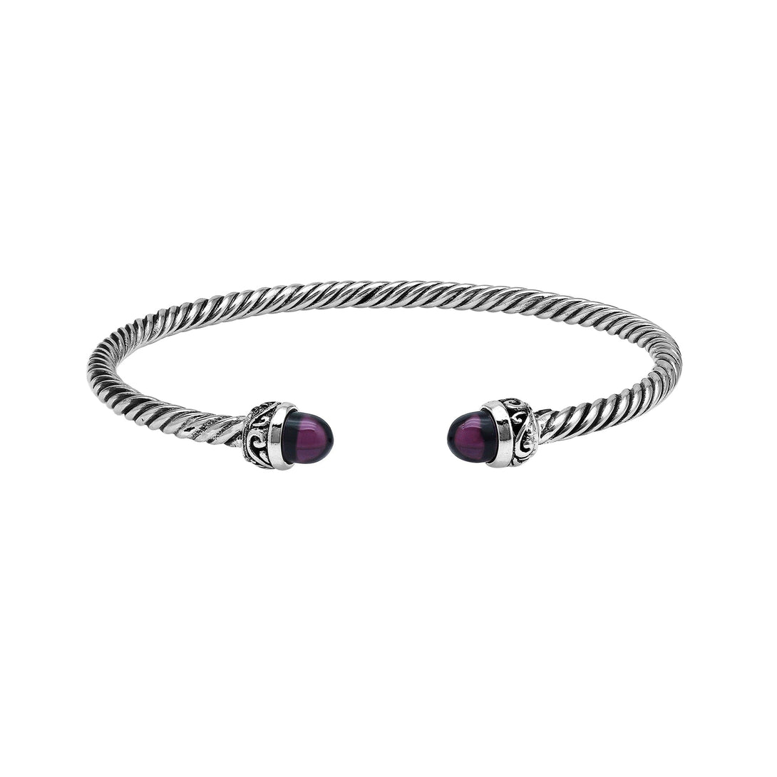 AB-1238-AM Sterling Silver Bangle With Amethyst Q. Jewelry Bali Designs Inc 