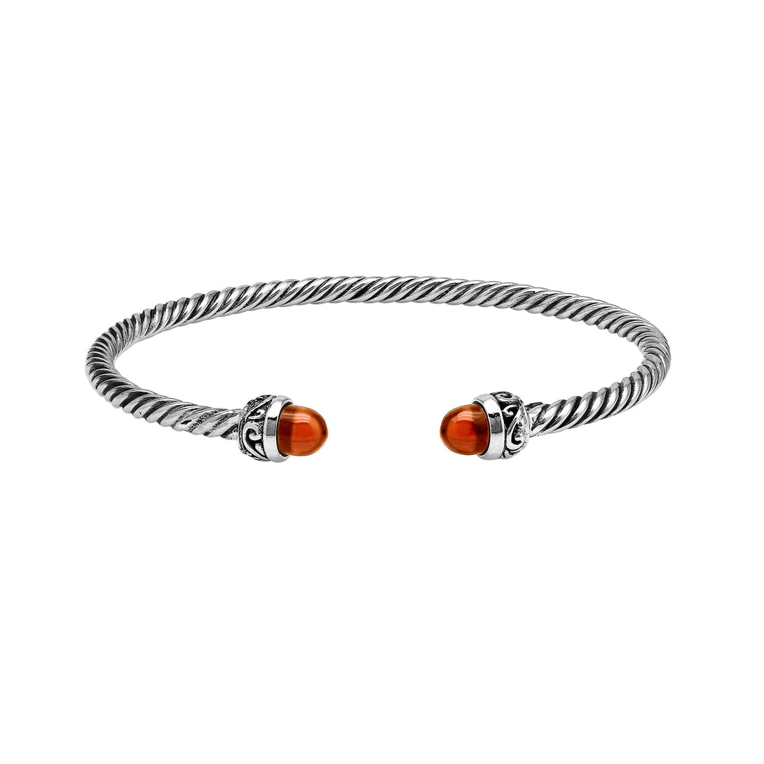 AB-1238-CR Sterling Silver Bangle With Coral Jewelry Bali Designs Inc 