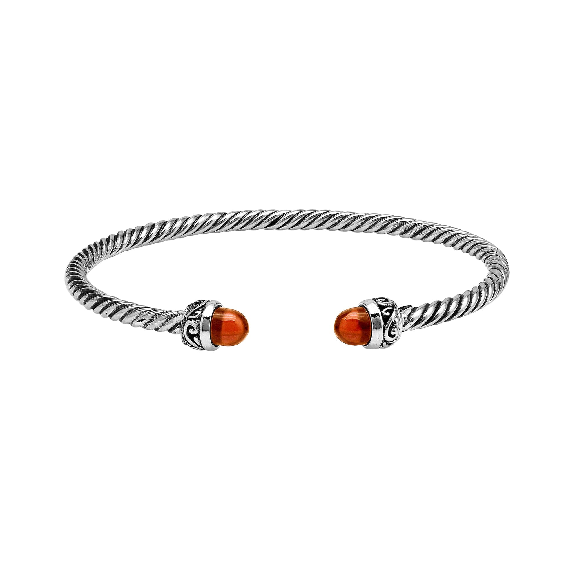 Silver Bangle With Red Coral In 925 Sterling Silver For Wholesale
