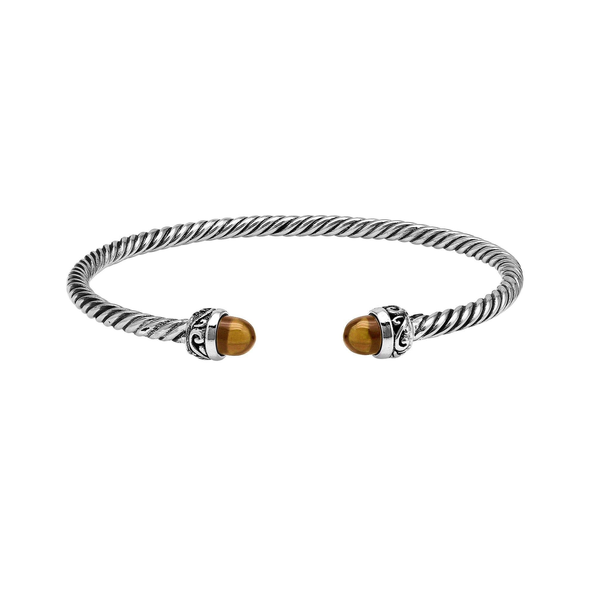 Silver Bangle With Citrine Quartz In 925 Sterling Silver For Wholesale