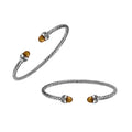 Silver Bangle With Citrine Quartz In 925 Sterling Silver For Wholesale