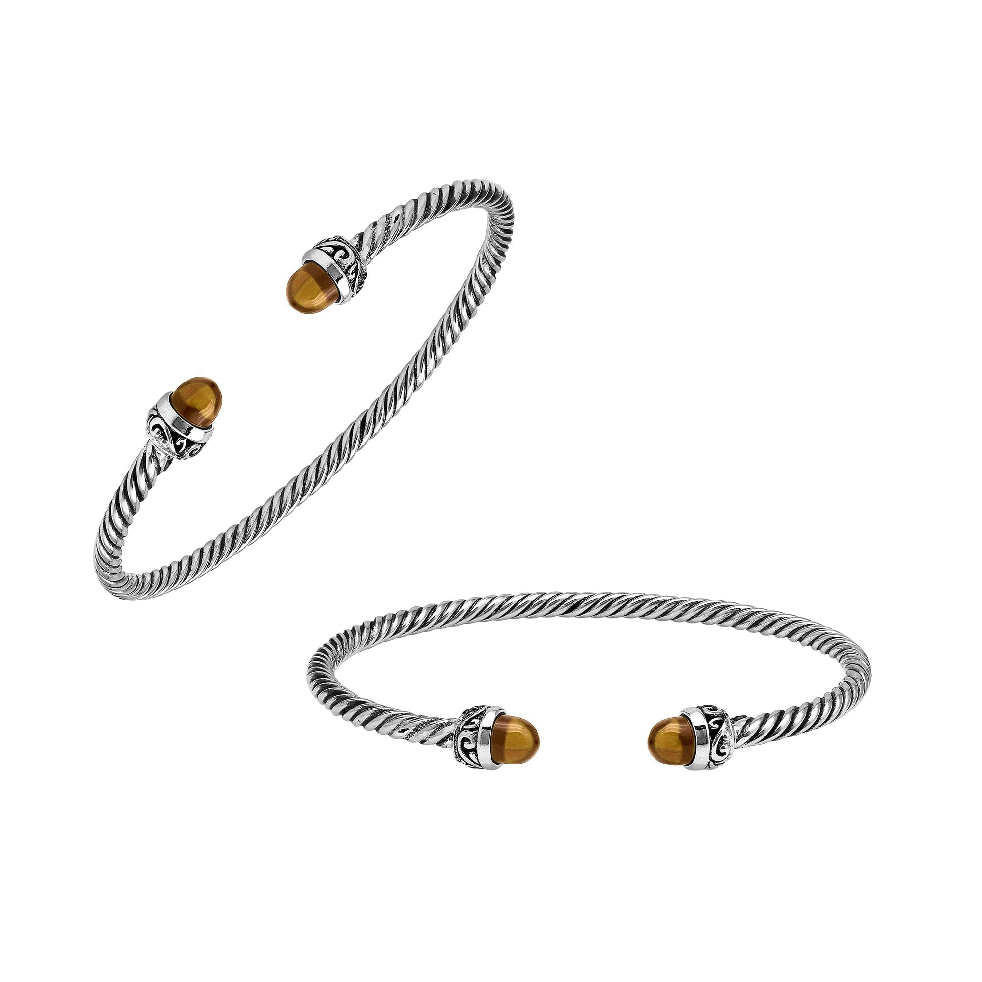 Silver Bangle With Citrine Quartz In 925 Sterling Silver For Wholesale