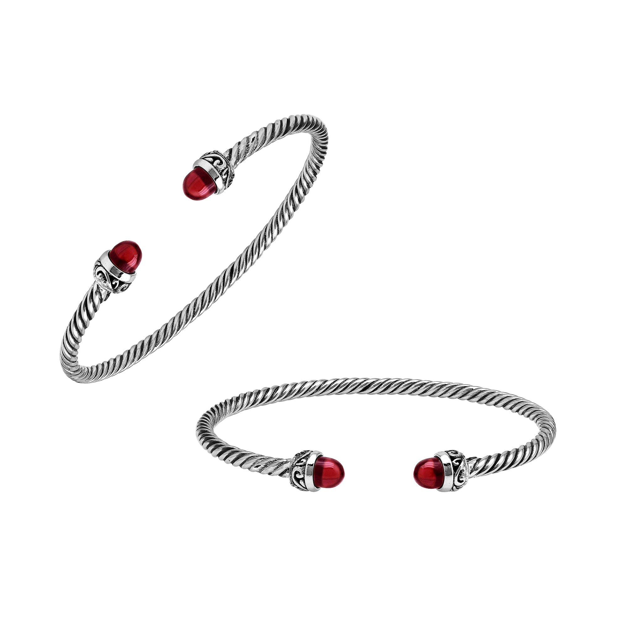 Silver Bangle With Garnet Quartz In 925 Sterling Silver For Wholesale