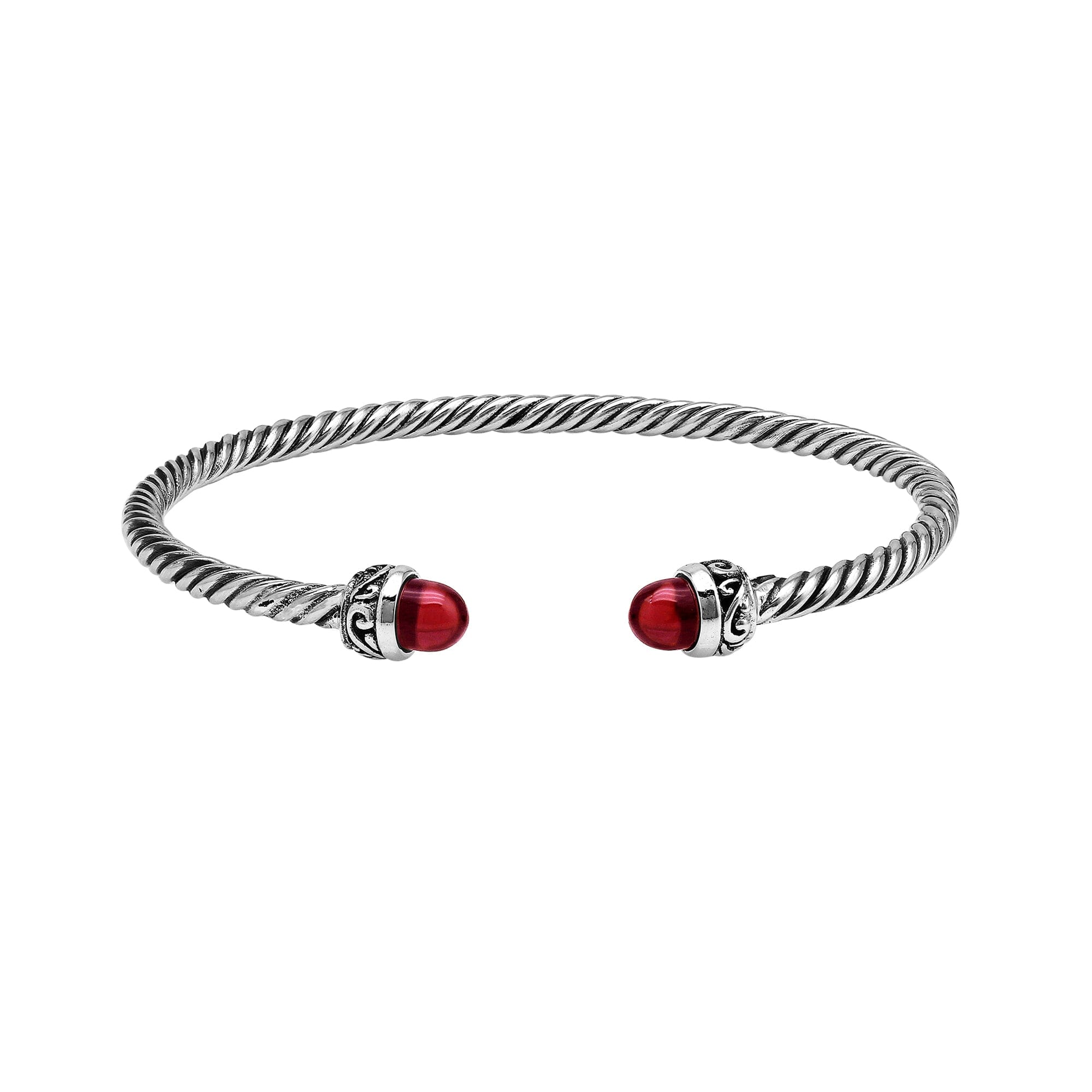 Silver Bangle With Garnet Quartz In 925 Sterling Silver For Wholesale