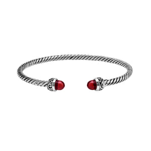 Silver Bangle With Garnet Quartz In 925 Sterling Silver For Wholesale