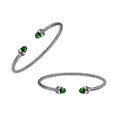 Silver Bangle With Green Quartz In 925 Sterling Silver For Wholesale