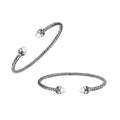 Silver Bangle With Pearl In 925 Sterling Silver For Wholesale