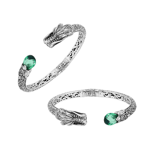 AB-1245-GQ Sterling Silver Bangle With Green Quartz Jewelry Bali Designs Inc 