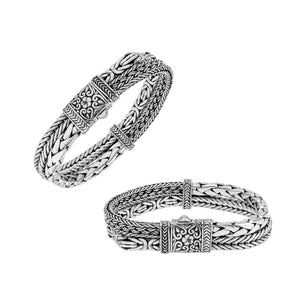 Wholesale sterling silver double wheat chain cuff bracelet handcrafted in Bali