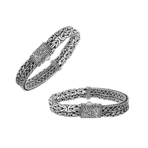 A wholesale sterling silver bracelet featuring a slim woven Balinese texture, polished finishing, smooth pattern, and secure push clasp suitable for premium bulk jewelry orders.