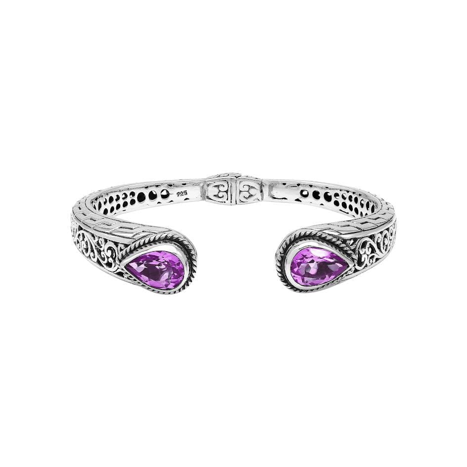 AB-1260-AM Sterling Silver Bangle With Amethyst Q. Jewelry Bali Designs Inc 
