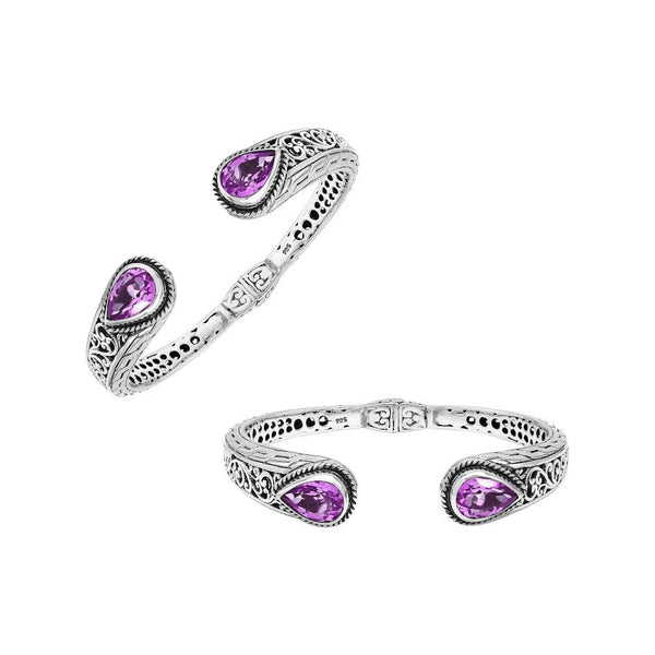 AB-1260-AM Sterling Silver Bangle With Amethyst Q. Jewelry Bali Designs Inc 