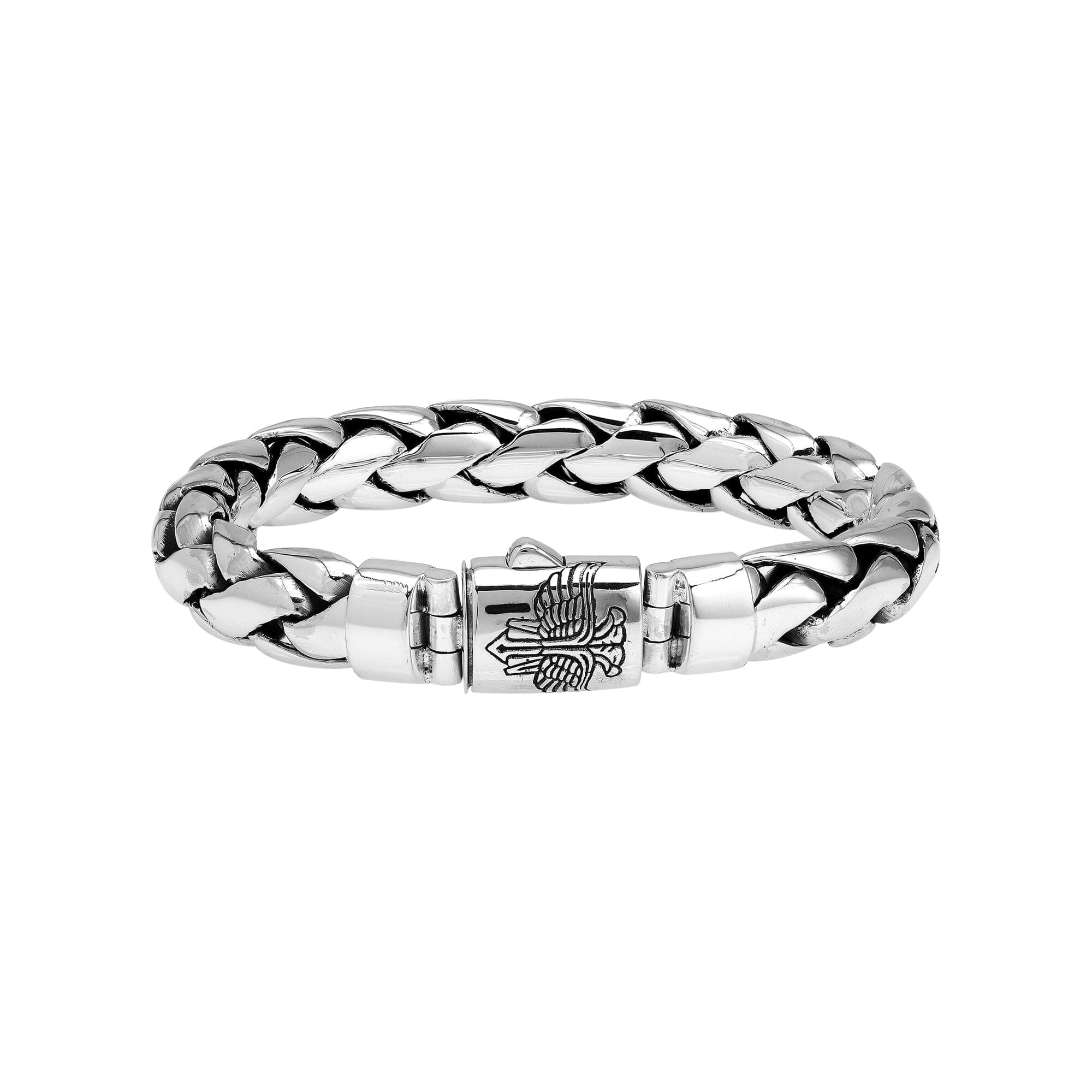 Wholesale sterling silver heavy chain bracelet featuring an 8×12 mm bold link structure, polished finish, and secure push-clasp closure designed for reliable bulk supply.