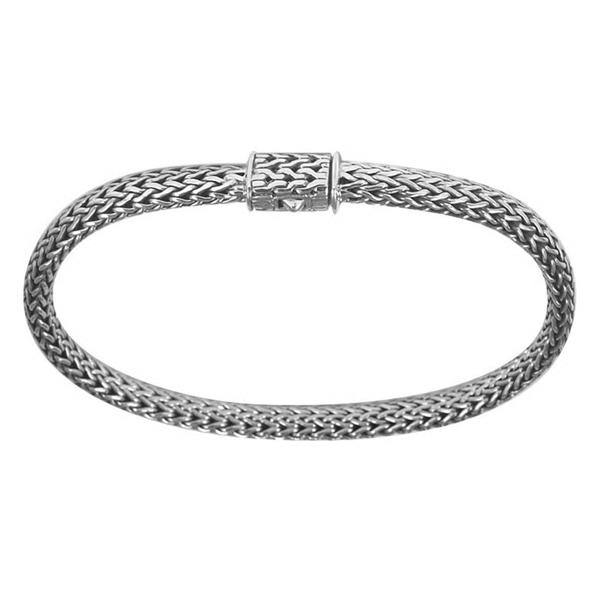 Wholesale sterling silver woven chain bracelet with antique polished finish handcrafted in Bali