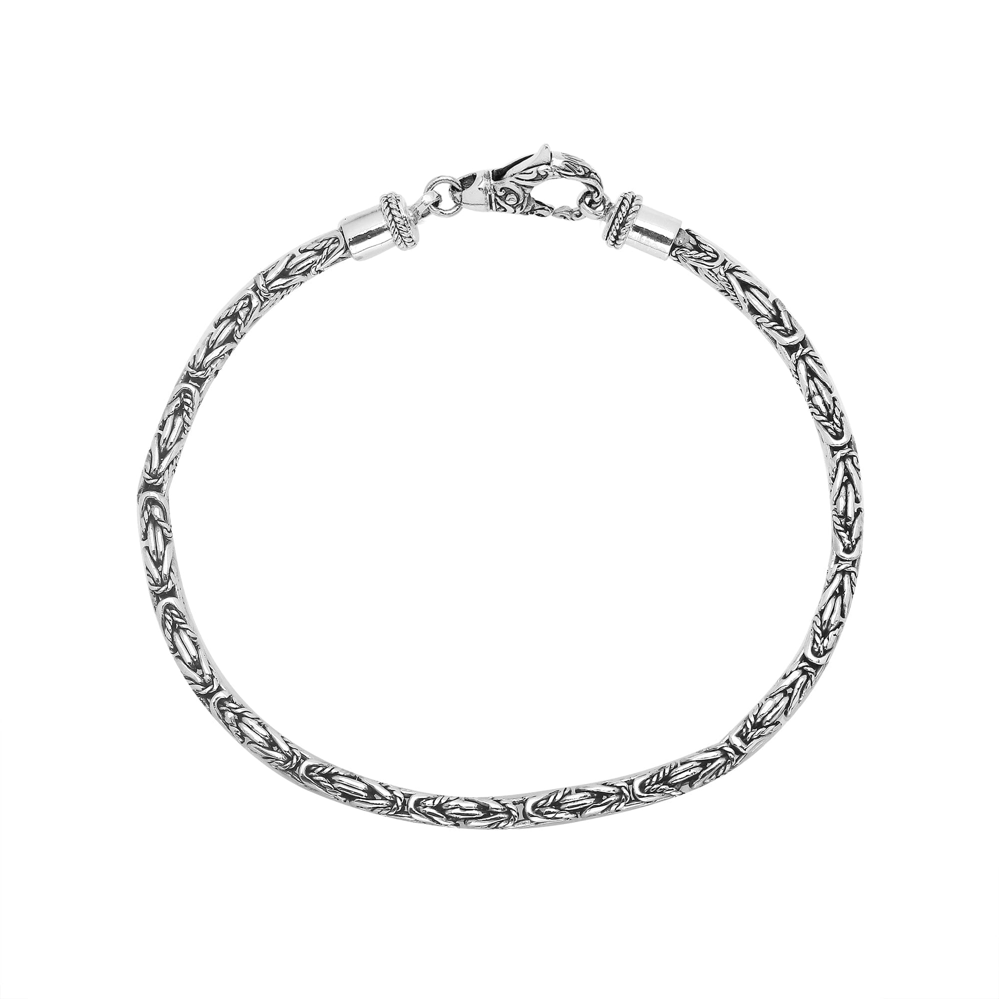Wholesale sterling silver bracelet with Balinese woven wheat-link chain and lobster clasp handcrafted in Bali.