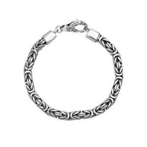 Wholesale sterling silver 5mm Byzantine chain bracelet with lobster clasp handcrafted in Bali