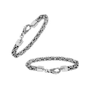 Wholesale sterling silver 5mm Byzantine chain bracelet with lobster clasp handcrafted in Bali