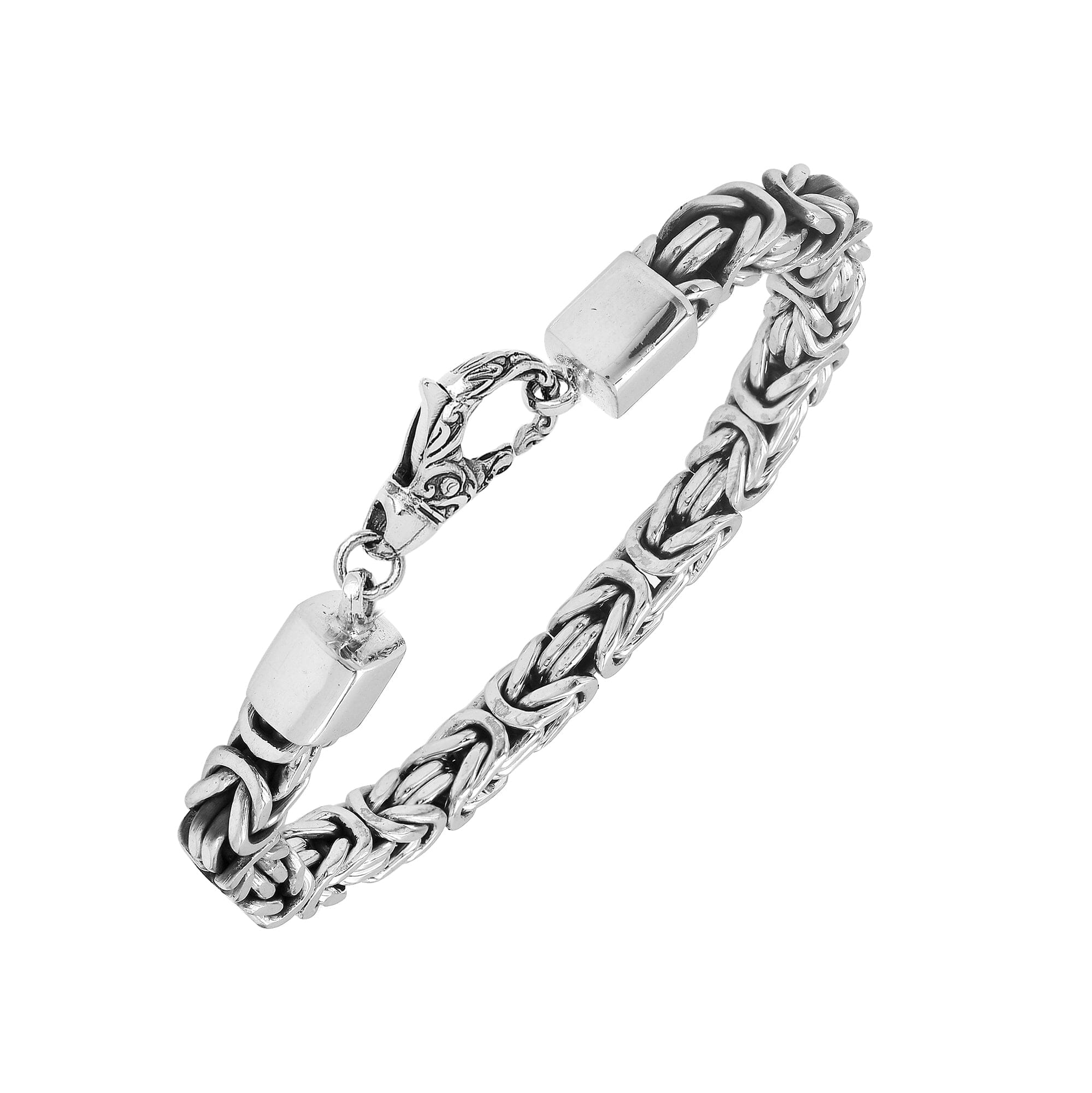 Wholesale sterling silver 6mm Byzantine chain bracelet with lobster clasp handcrafted in Bali