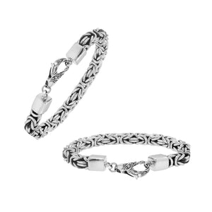 Wholesale sterling silver 6mm Byzantine chain bracelet with lobster clasp handcrafted in Bali