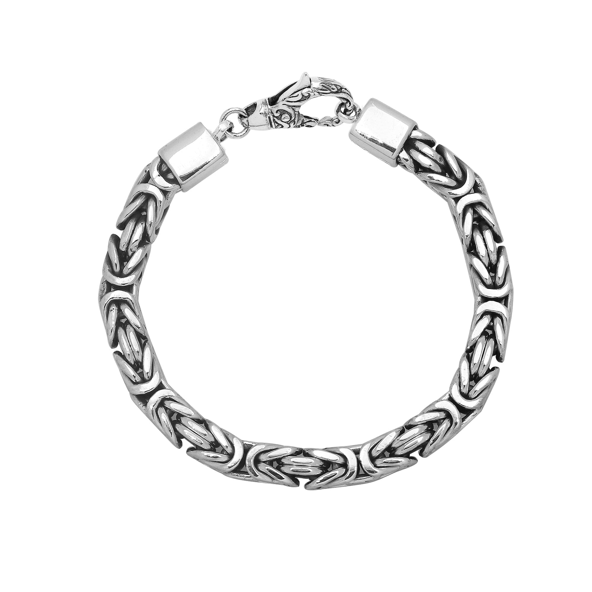 Wholesale sterling silver 6mm Byzantine chain bracelet with lobster clasp handcrafted in Bali