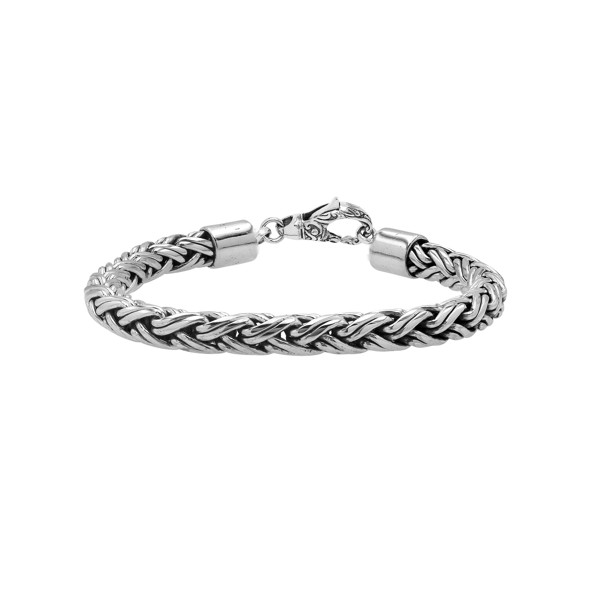 Sterling Silver Bali Handcrafted Braided Wheat Chain Bracelet With Lobster Clasp