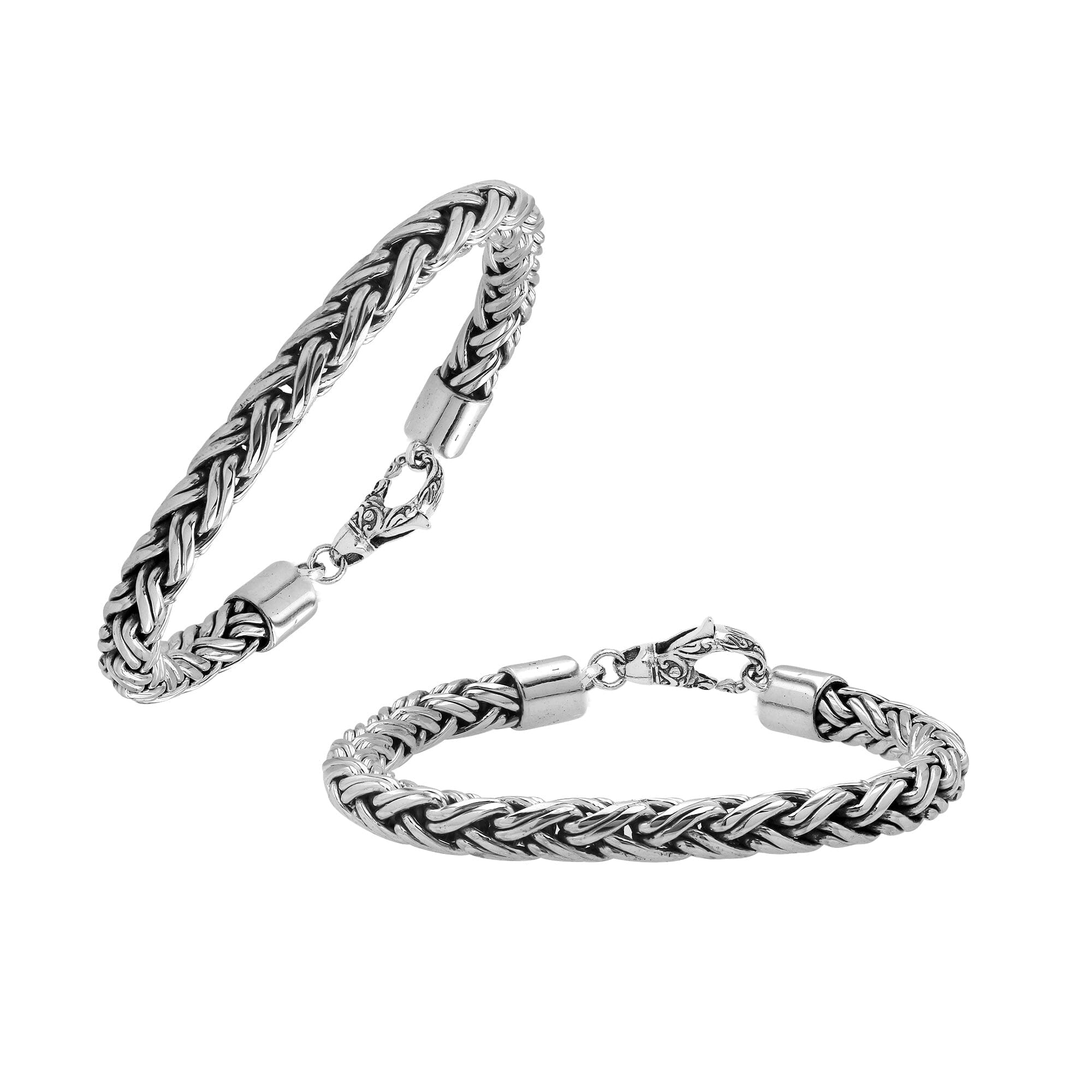 Sterling Silver Bali Handcrafted Braided Wheat Chain Bracelet With Lobster Clasp