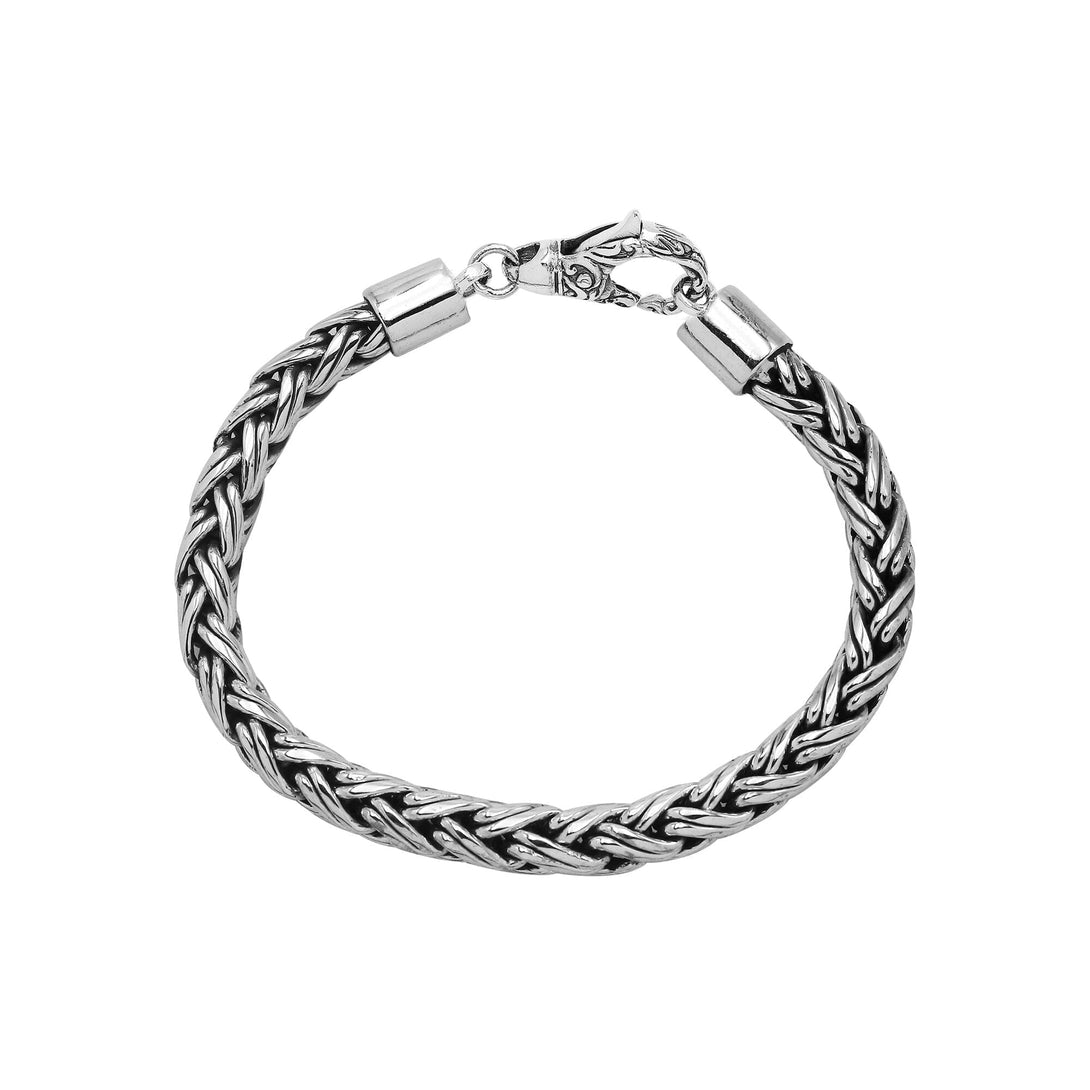 Sterling Silver Bali Handcrafted Braided Wheat Chain Bracelet With Lobster Clasp